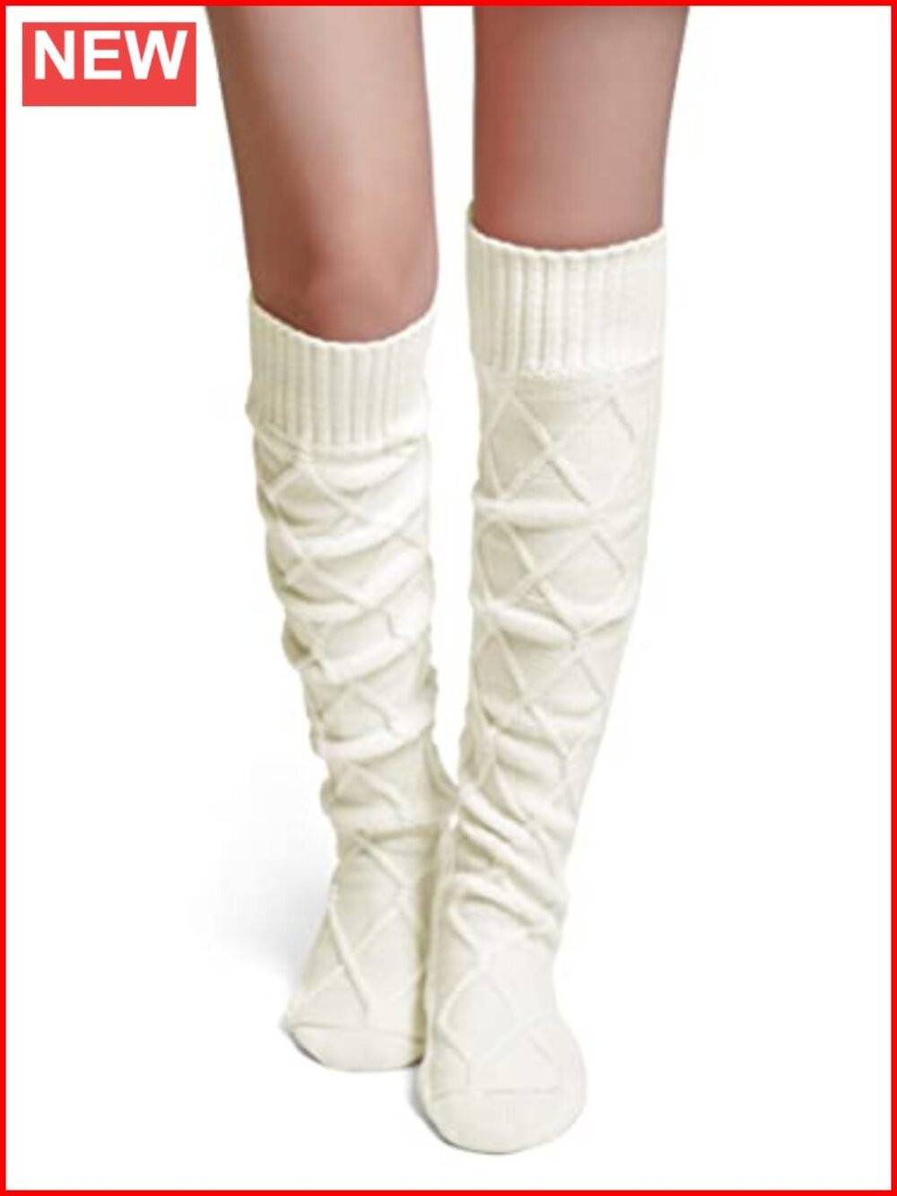 Cable Knit Over Knee Thigh High Boot Socks Acrylic Leg Warmers